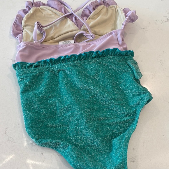 Girls Mermaid Purple and Teal Ruffled Swimsuit - Picture 4 of 5
